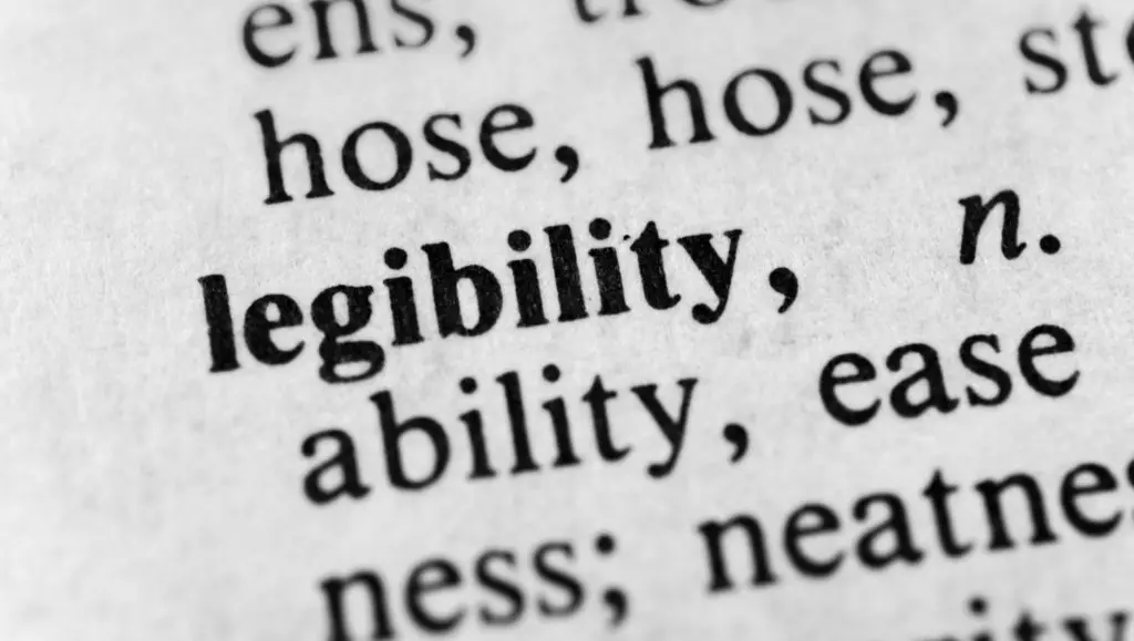 Printed typeface focusing on the benefits of clear legibility